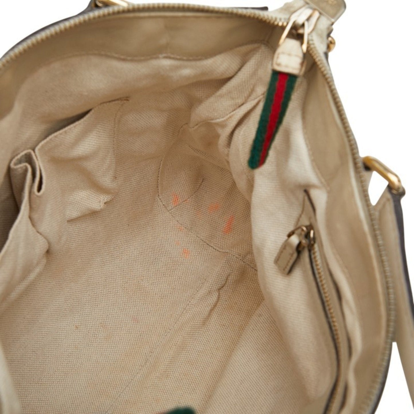 Gucci Beige Ivory Canvas Leather Shoulder Bag Tote Bag