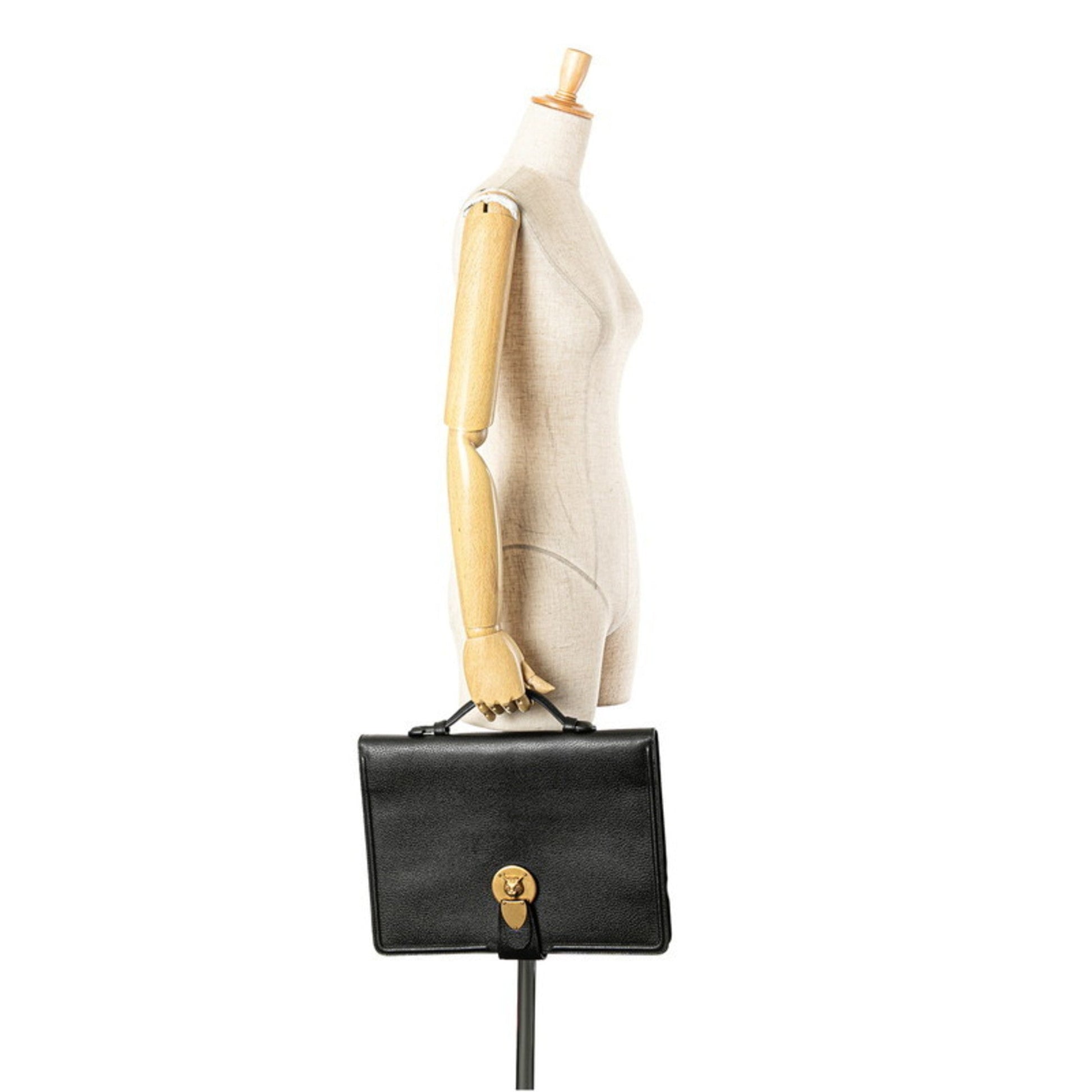 Gucci Black Leather Briefcase Clutch Bag