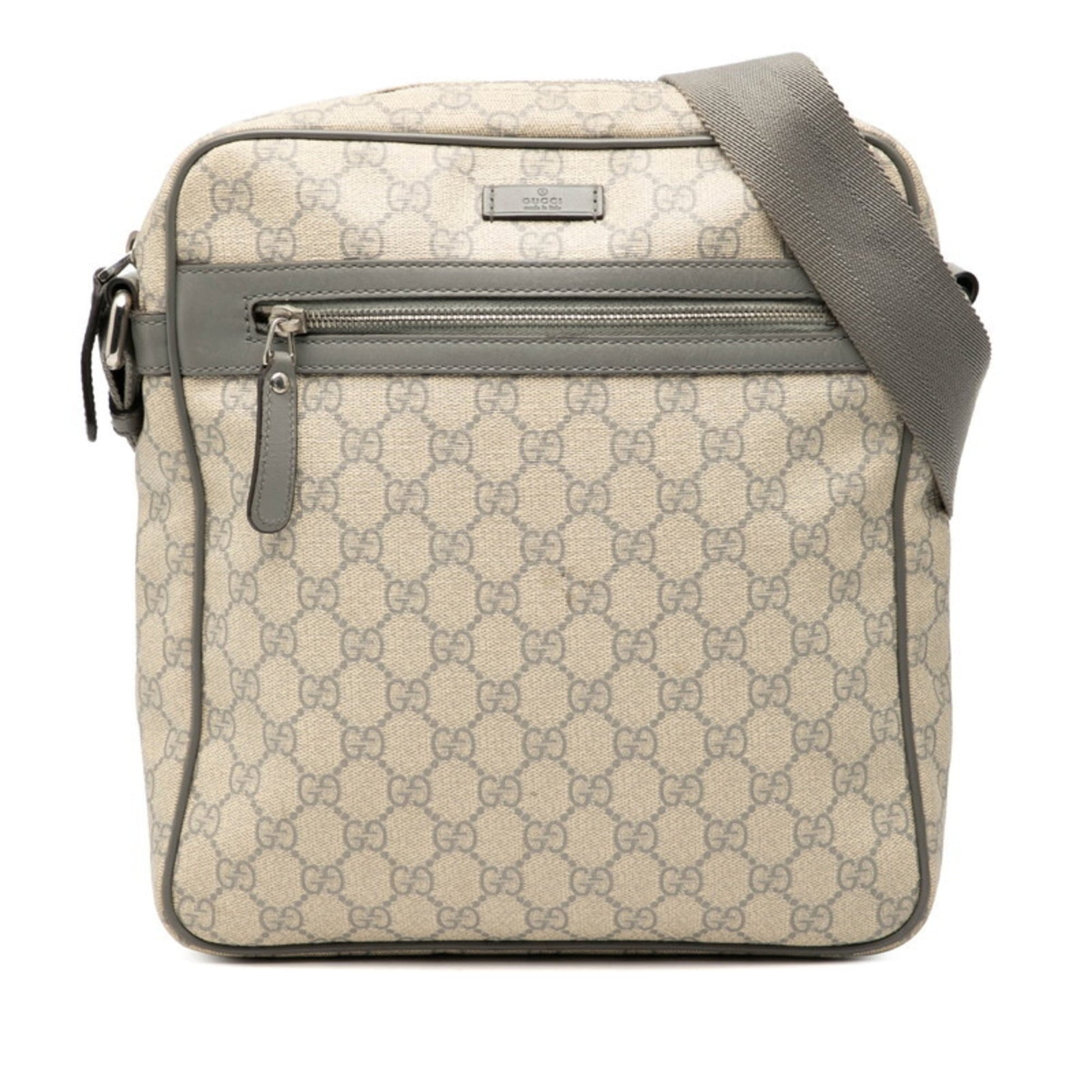 Gucci Beige Gray Pvc Leather Shoulder Bag