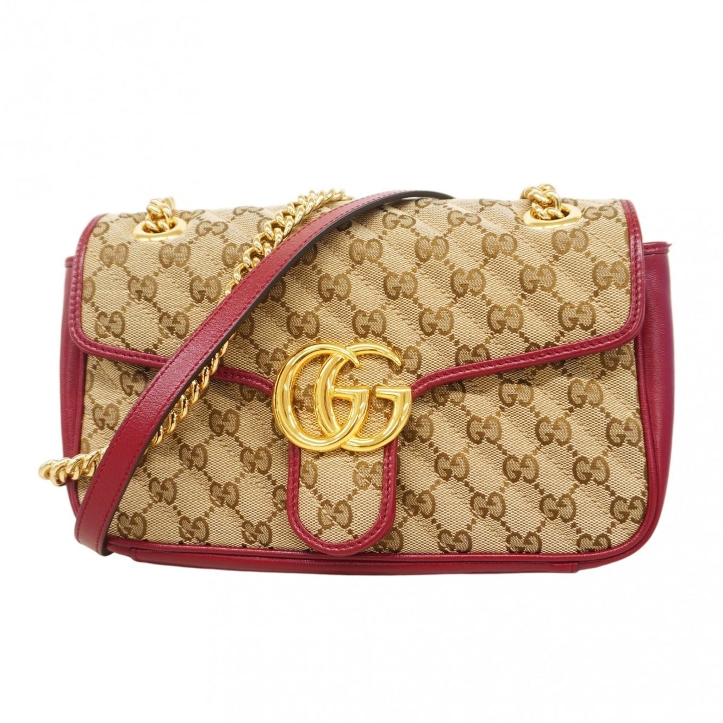 Gucci Brown Red Color Canvas Shoulder Bag