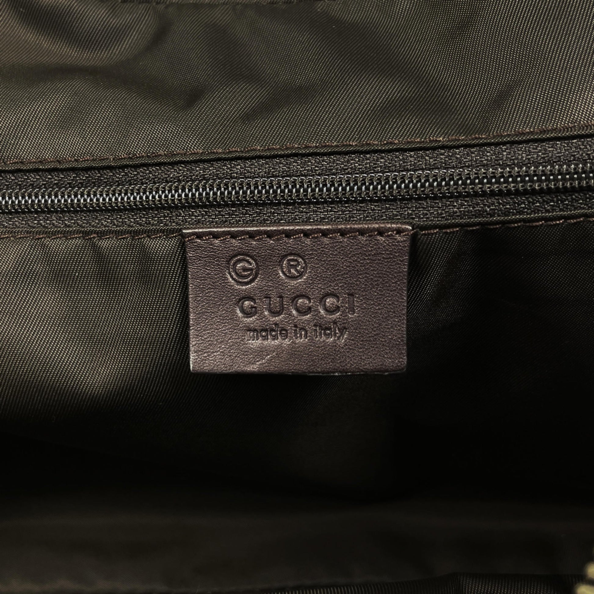 Gucci Brown Leather Canvas Handbag