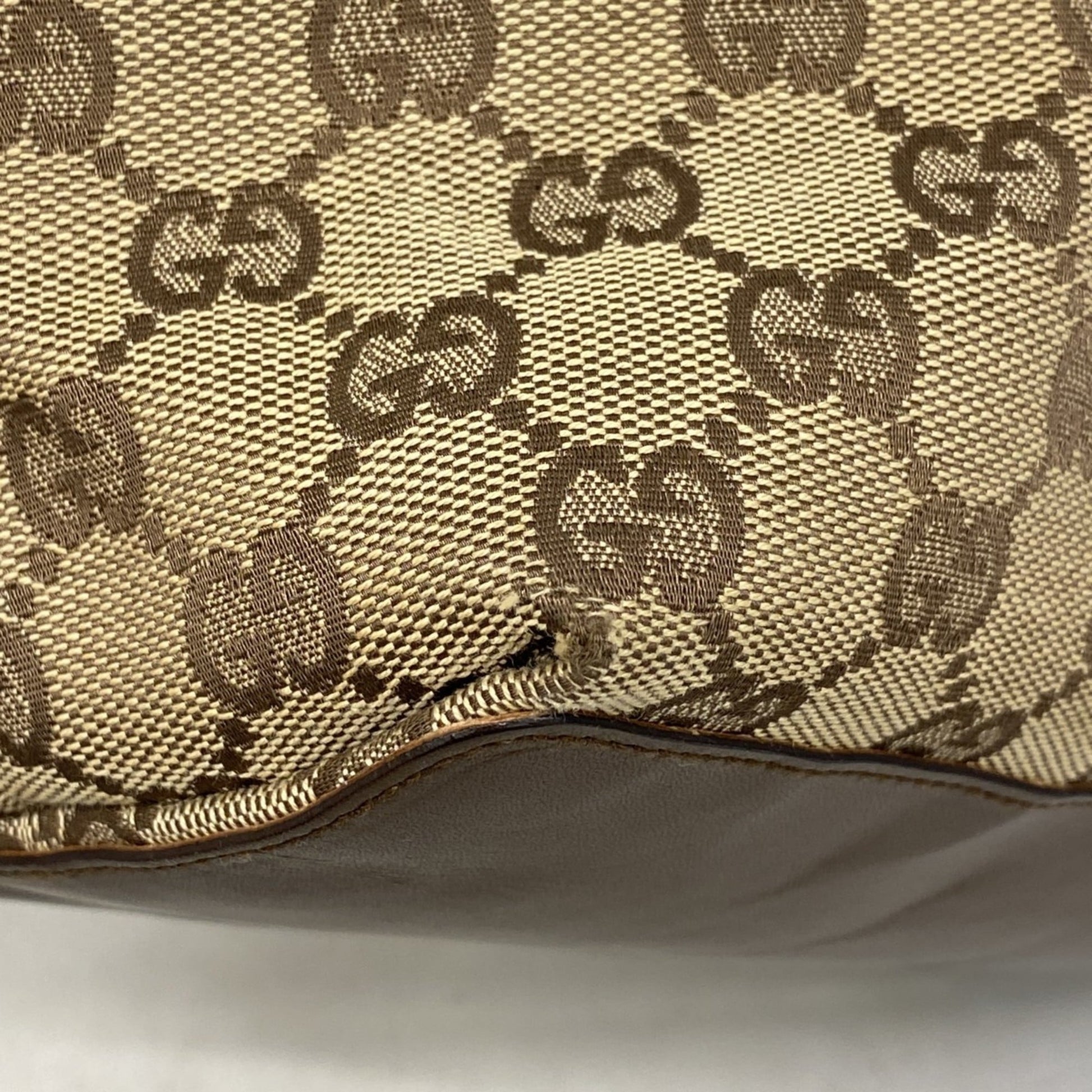 Gucci Beige Brown Canvas Tote Bag