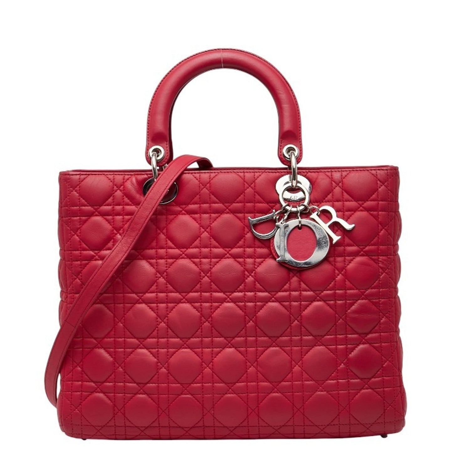 Dior Handbag Christian Lady Color Shoulder Bag 4 Leather Red