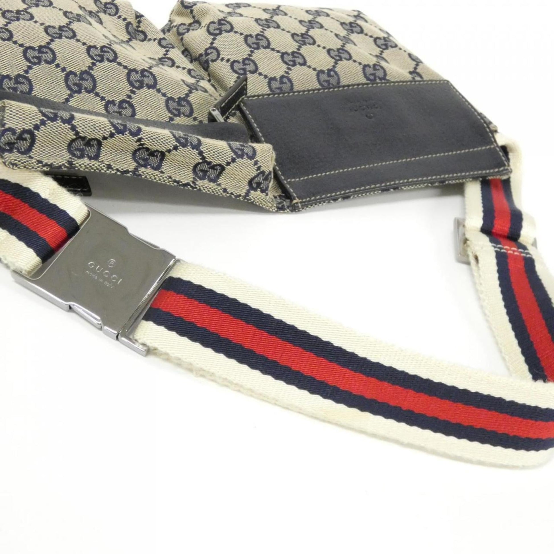 Gucci Beige Navy Gg Canvas Fanny Pack
