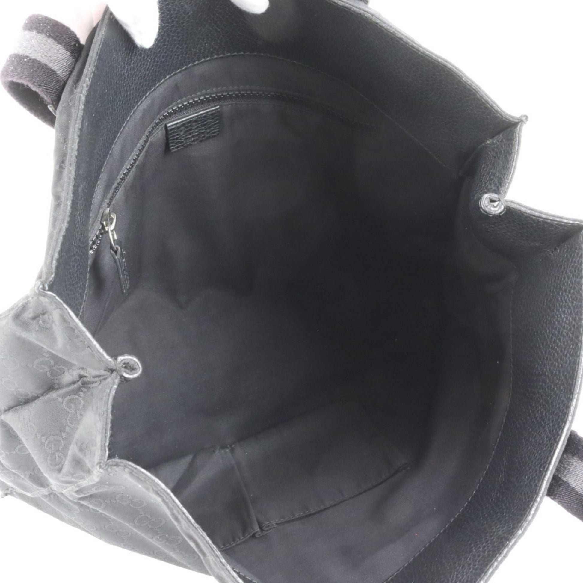 Gucci Black Nylon Leather Tote Bag