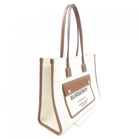 Burberry Handbag Tote Bag White Brown