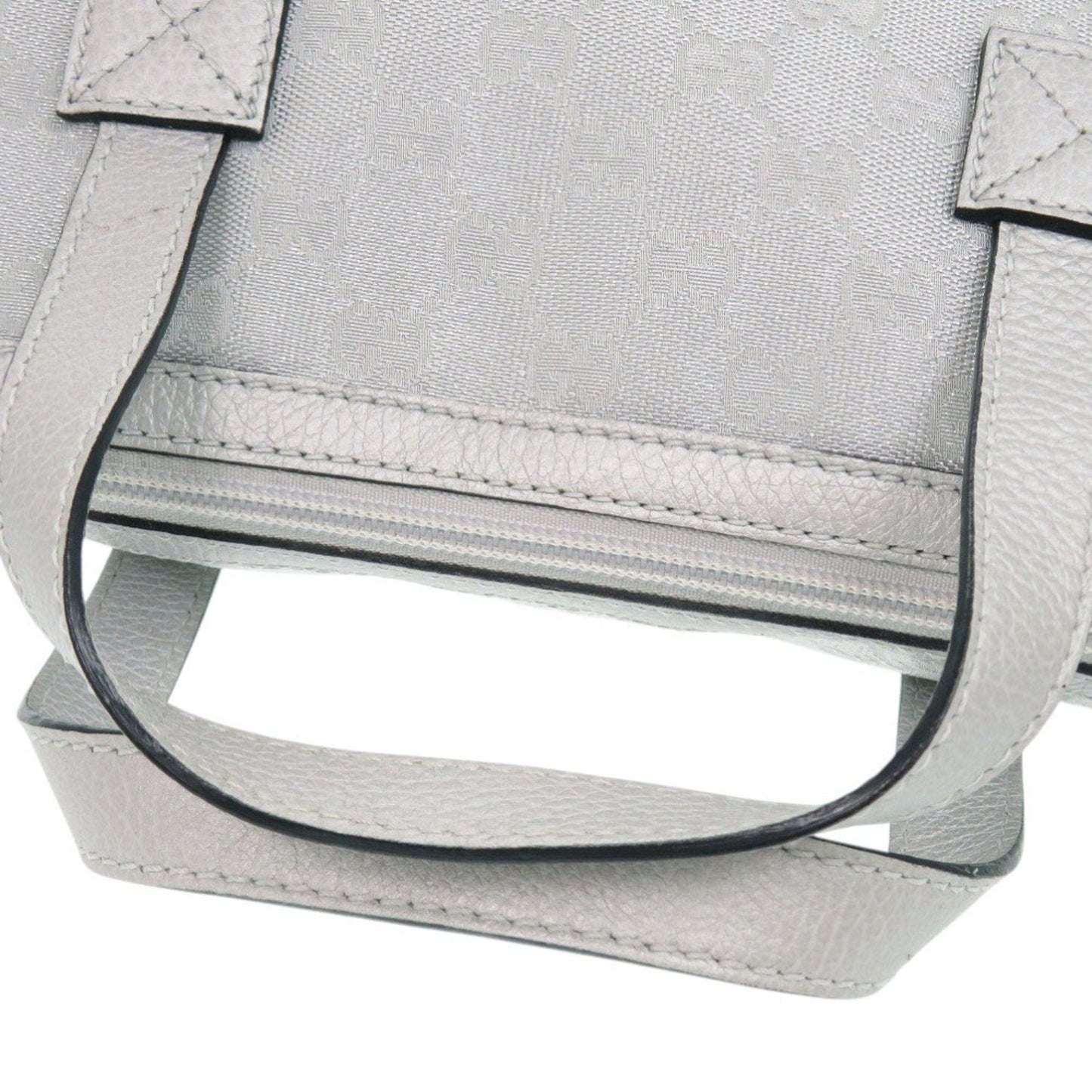 Gucci Gg Canvas Silver Gg Canvas Leather Handbag