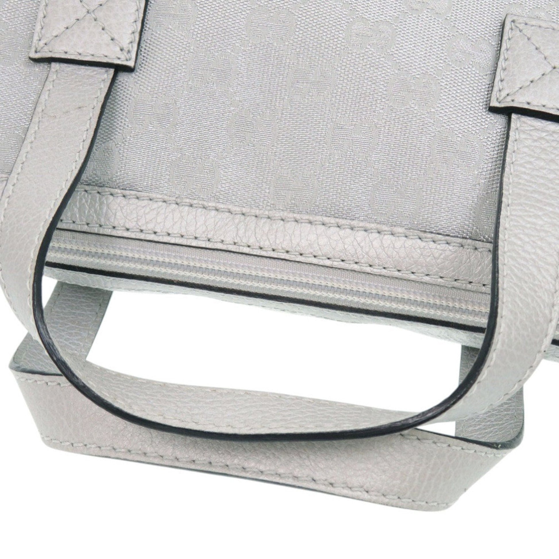 Gucci Gg Canvas Silver Gg Canvas Leather Handbag