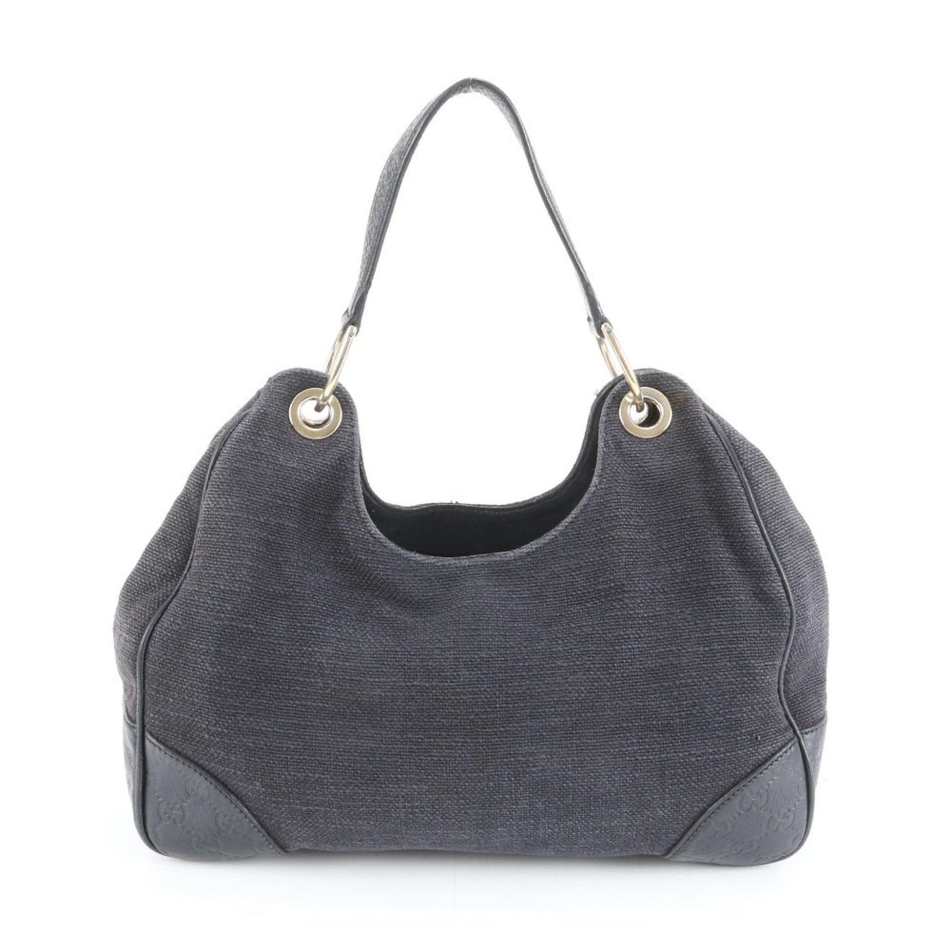 Gucci Black Leather Canvas Shoulder Bag