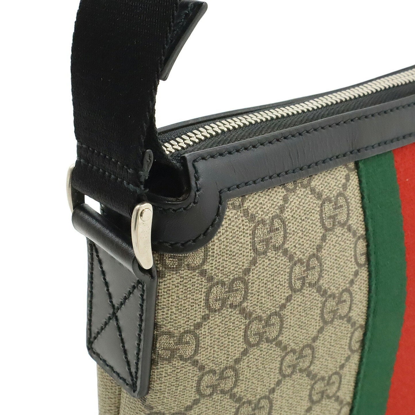 Gucci Beige Black Green Red Color Gg Supreme Leather Shoulder Bag