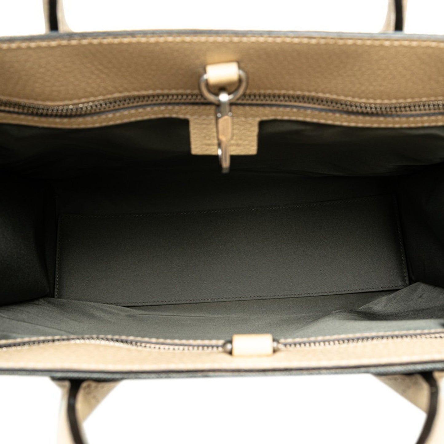 Gucci Beige Gray Nylon Leather Handbag Shoulder Bag