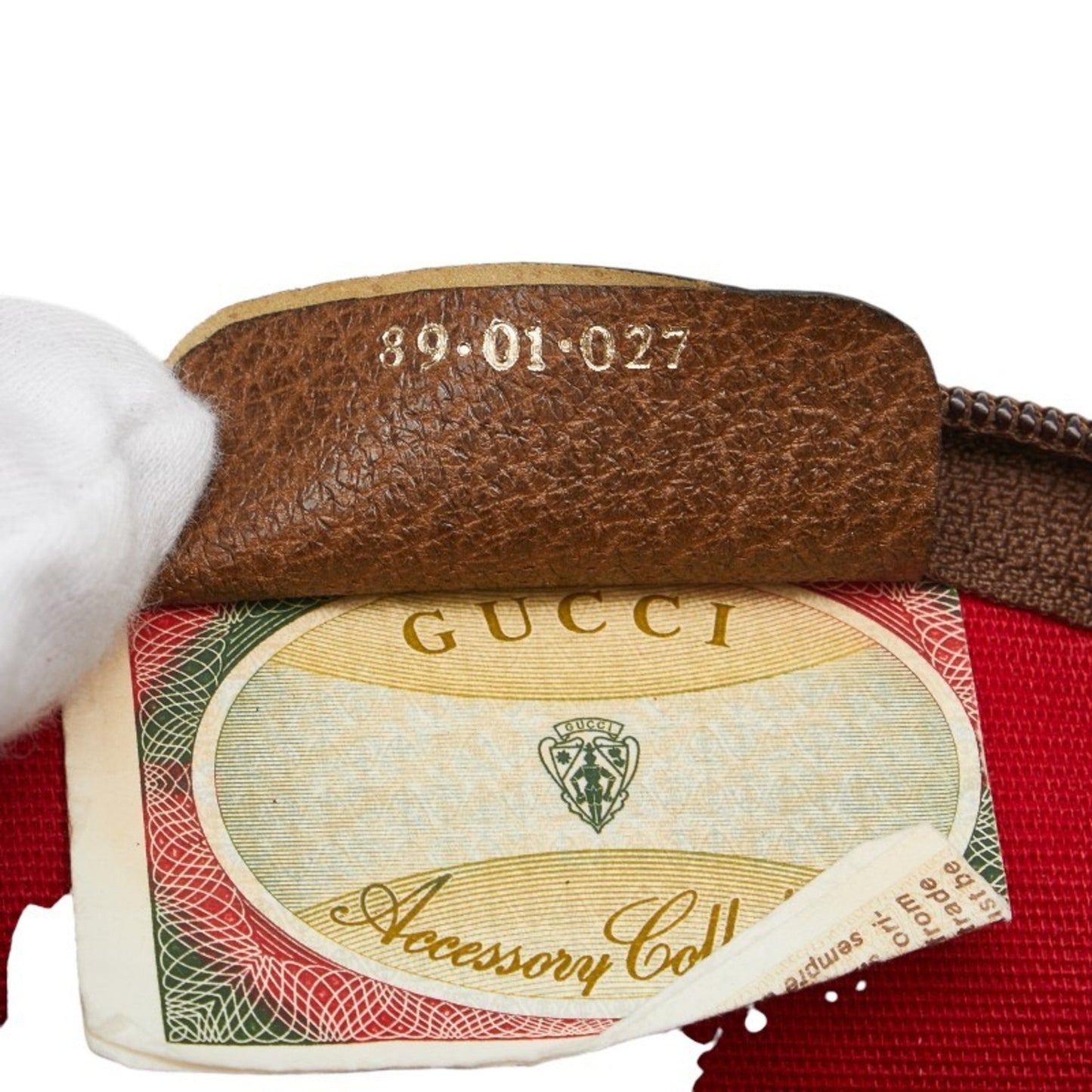 Gucci Brown Red Color Pvc Leather Pouch