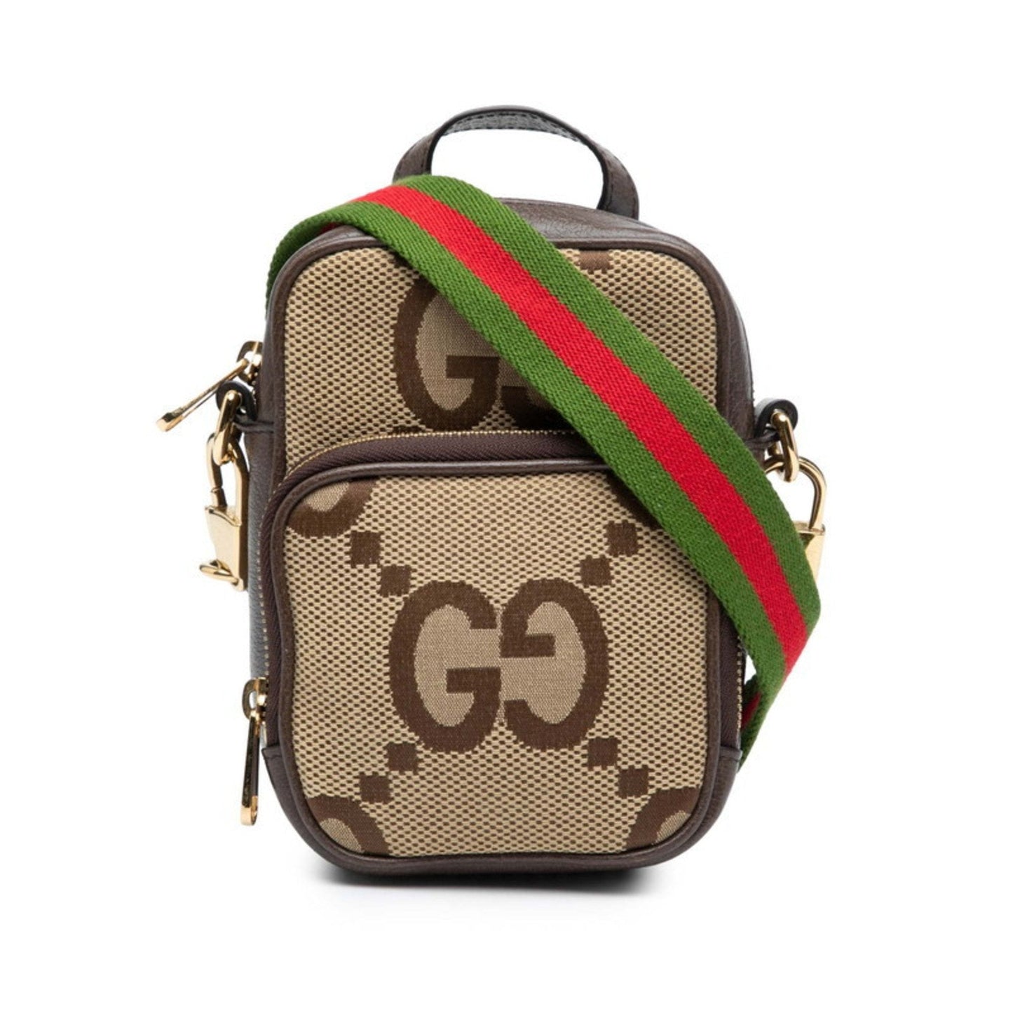 Gucci Beige Brown Canvas Leather Handbag Shoulder Bag
