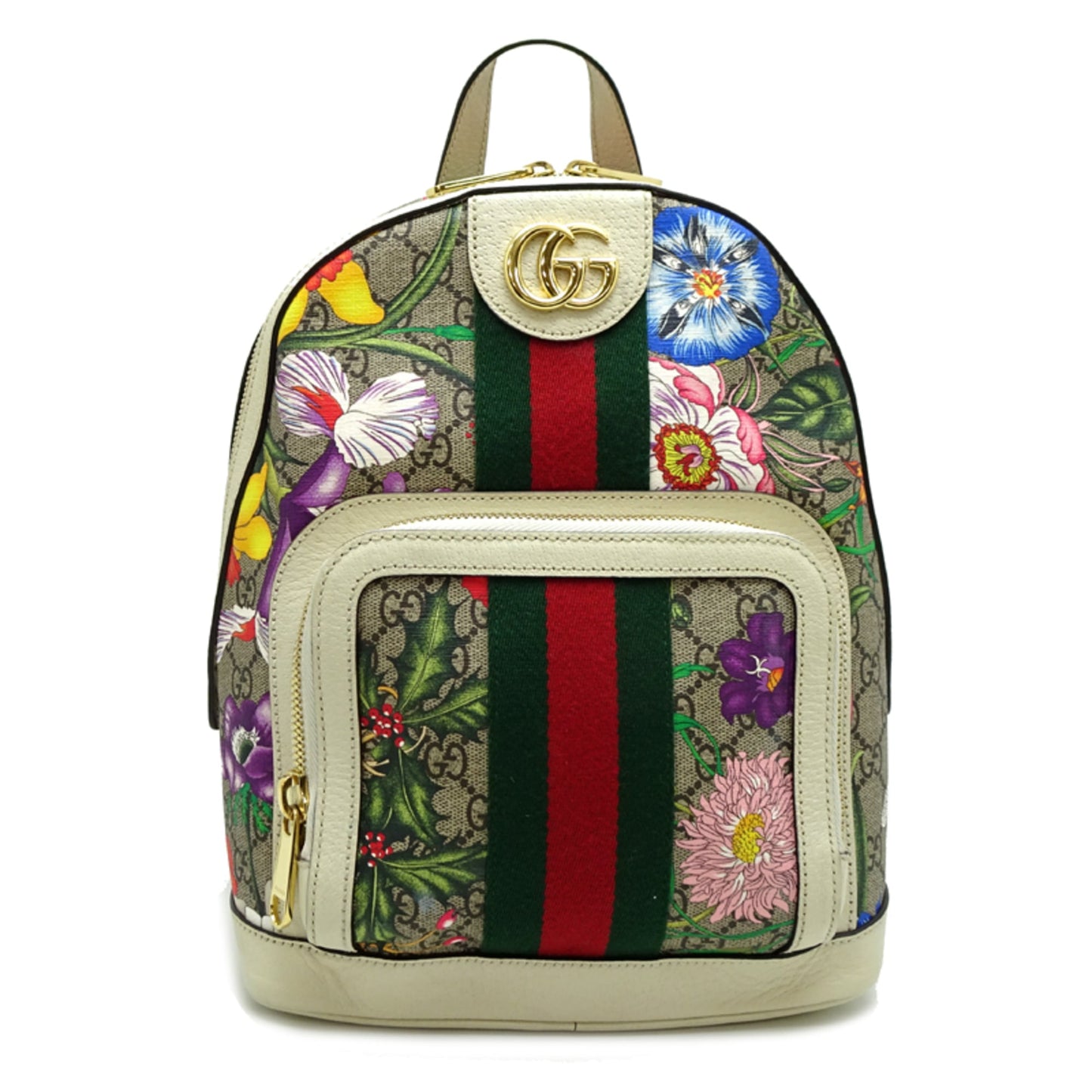 Gucci Beige White Gg Supreme Leather Backpack