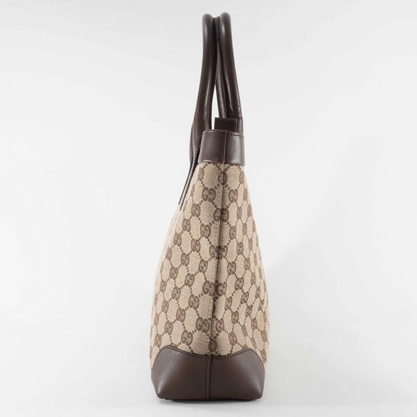 Gucci Gg Canvas Beige Brown Gg Canvas Leather Tote Bag