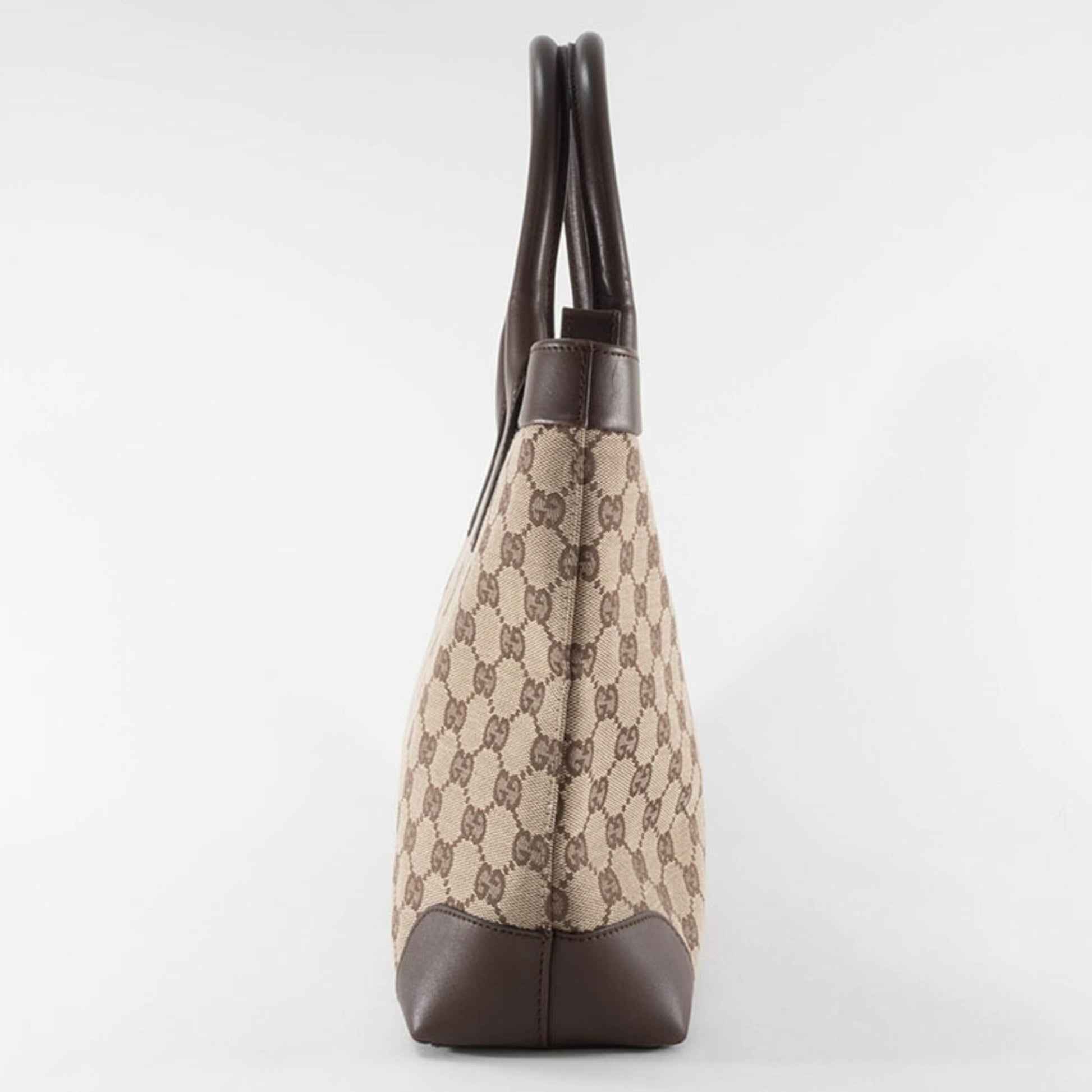 Gucci Gg Canvas Beige Brown Gg Canvas Leather Tote Bag