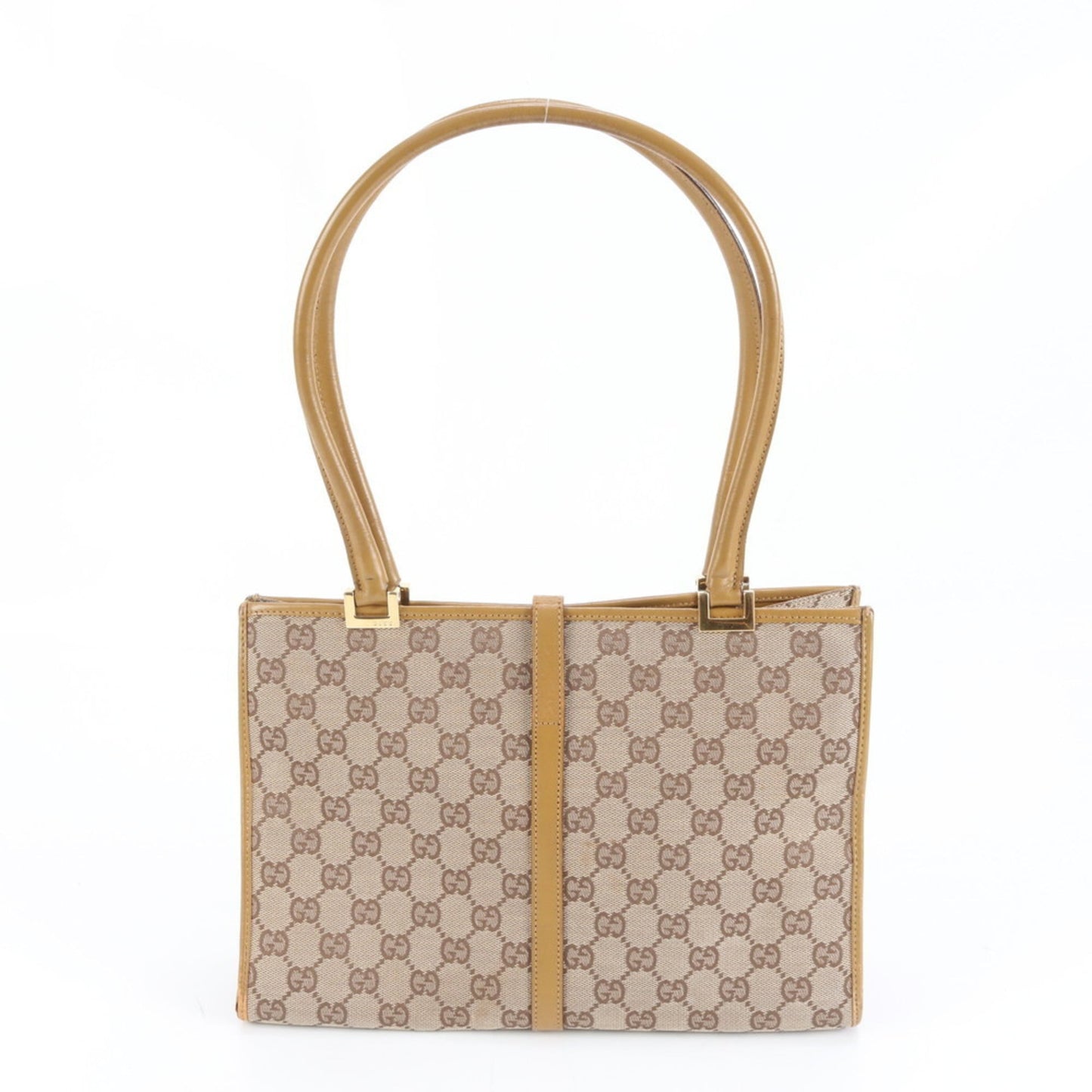 Gucci Brown Leather Canvas Shoulder Bag