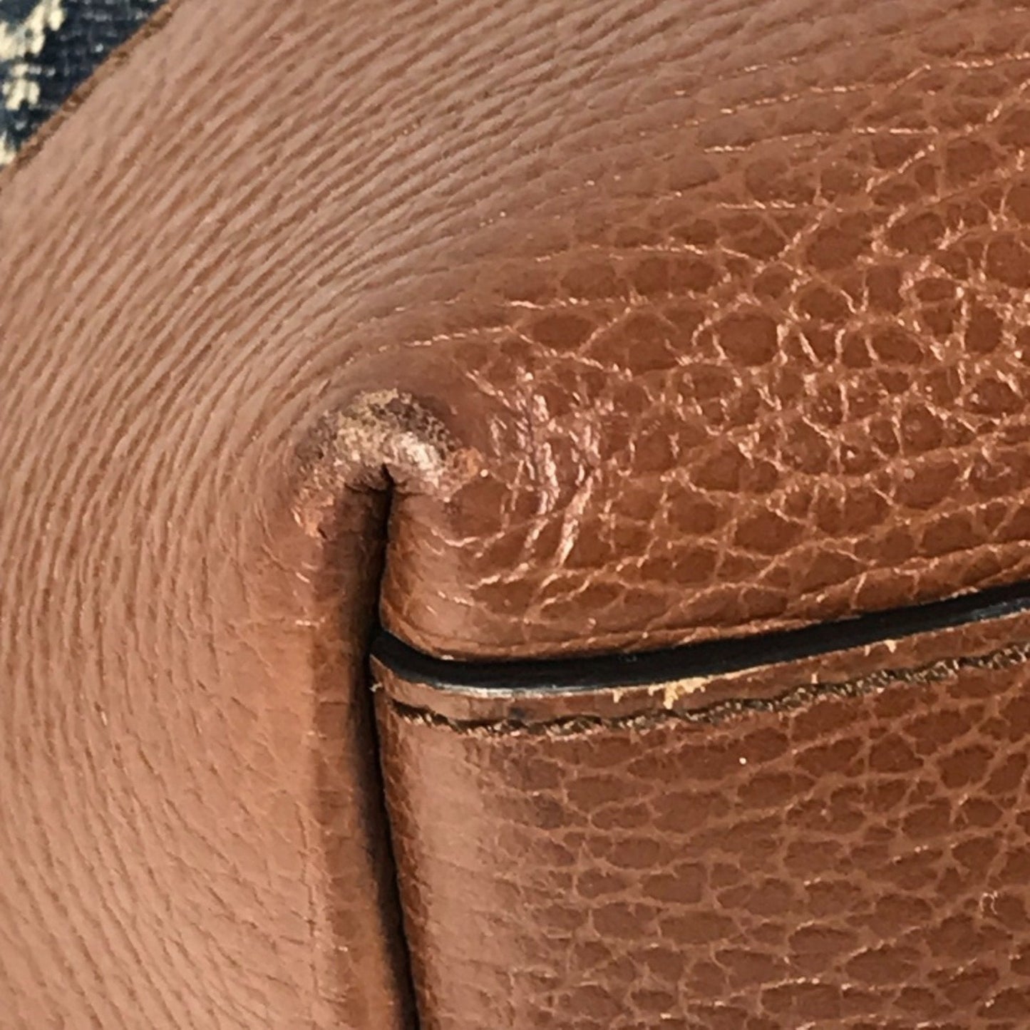 Gucci Blue Brown Denim Leather Shoulder Bag Tote Bag