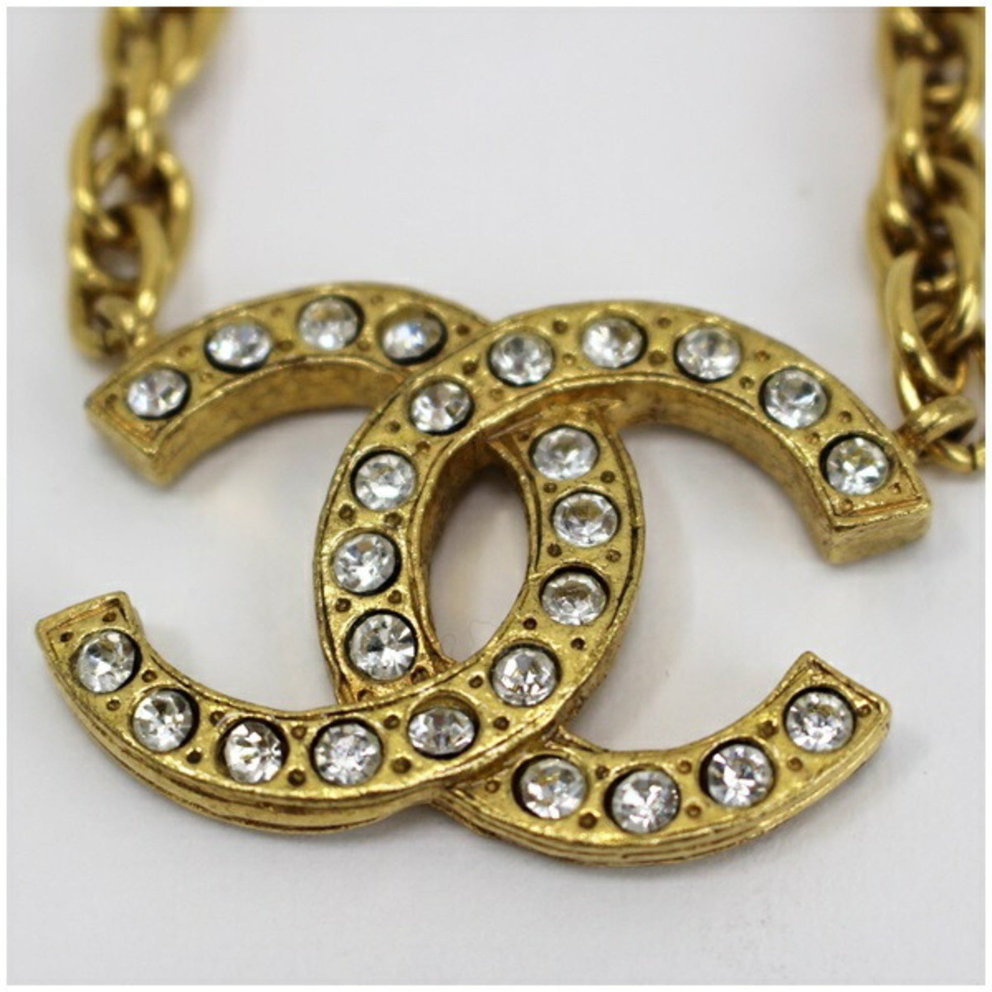 Chanel necklace gold color coco mark rhinestone CHANEL ladies pendant