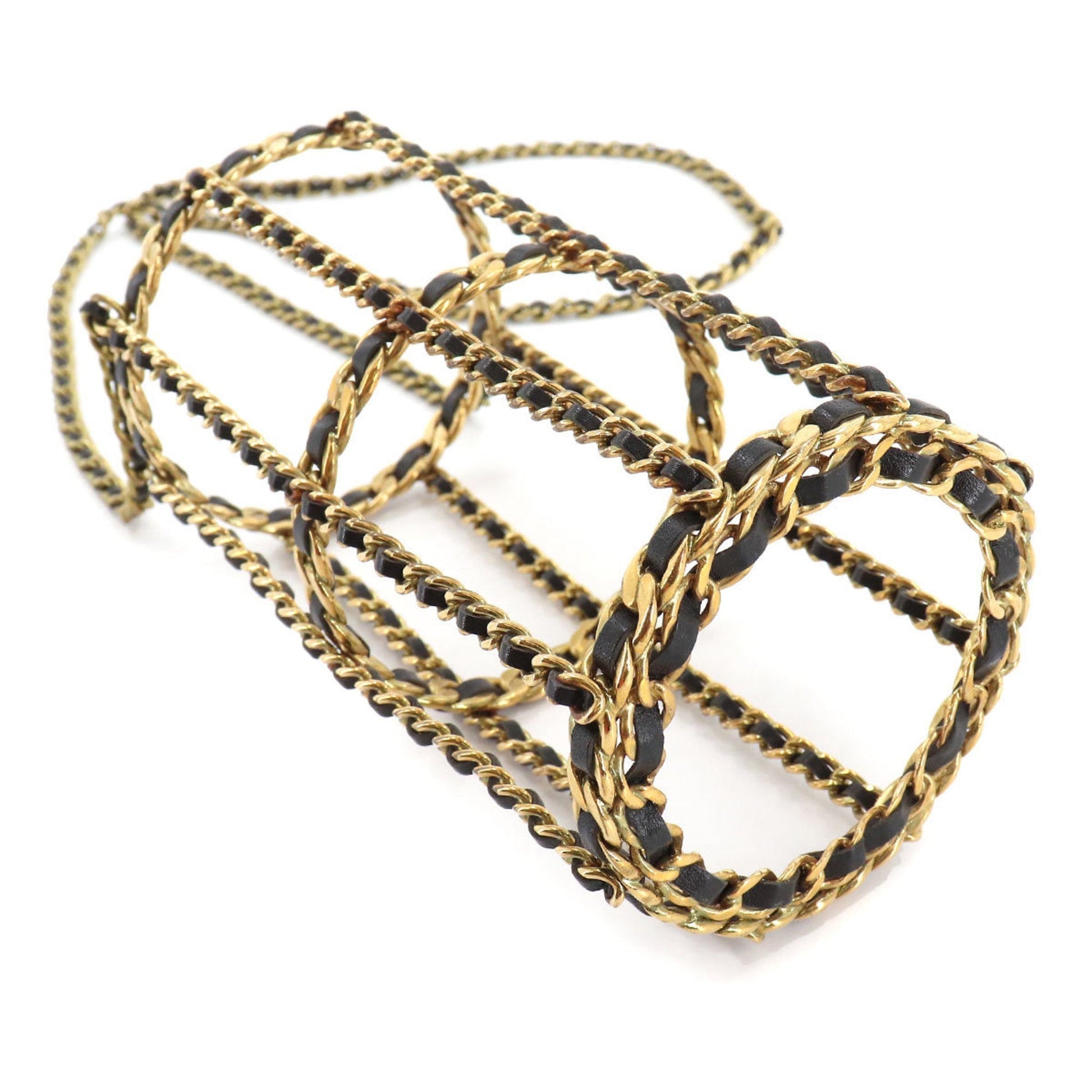 Chanel bottle chain shoulder bag leather black gold  