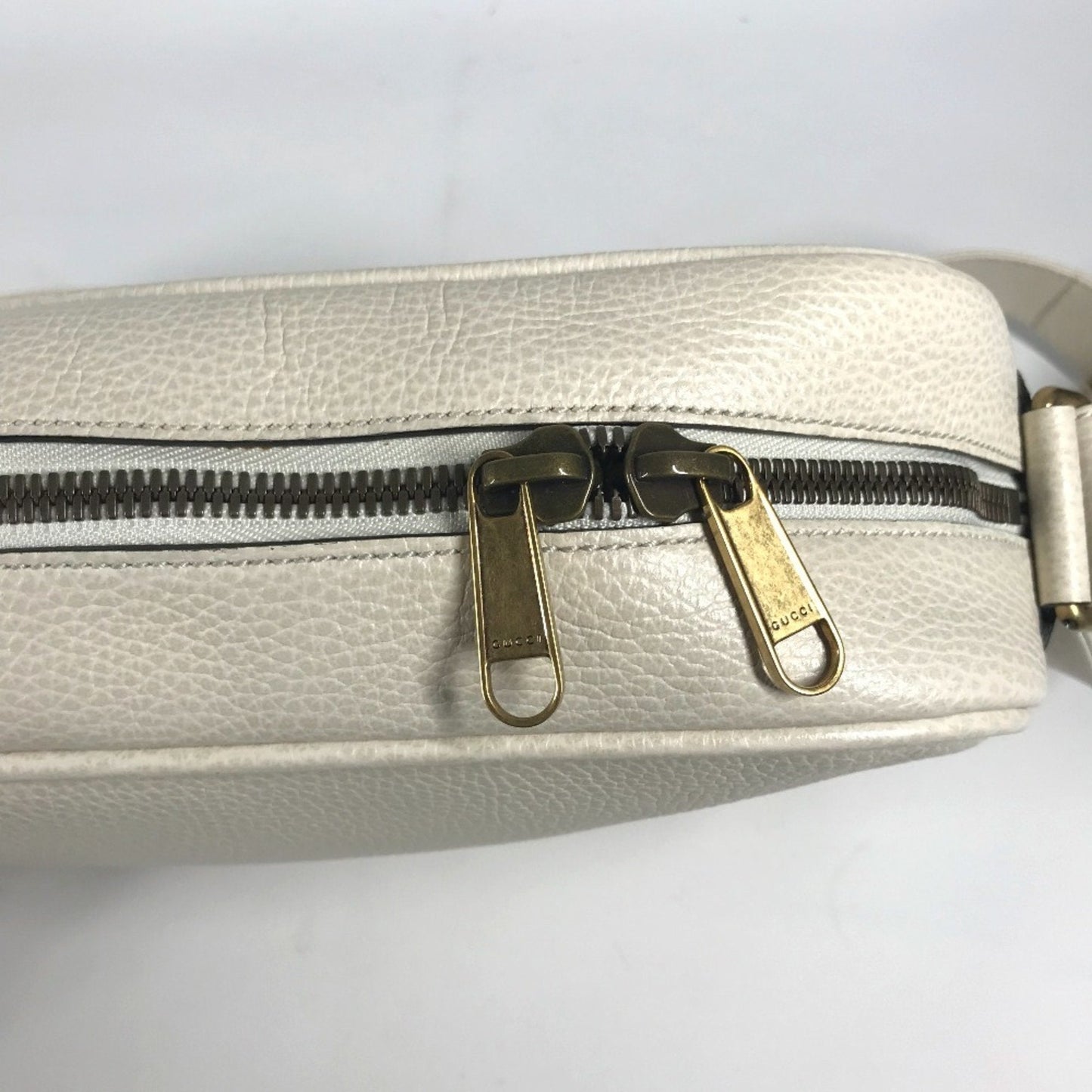 Gucci White Leather Messenger Bag Shoulder Bag