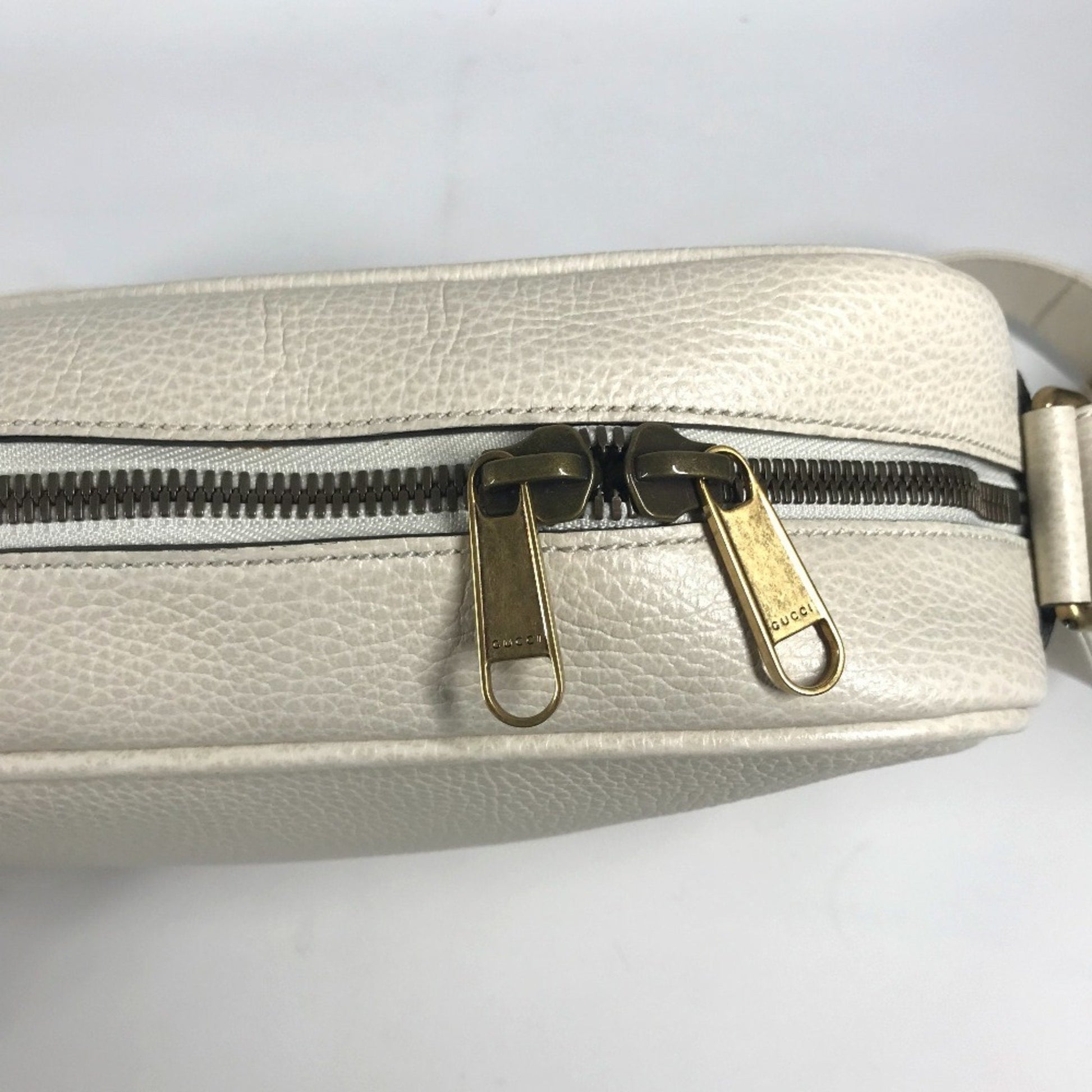 Gucci White Leather Messenger Bag Shoulder Bag