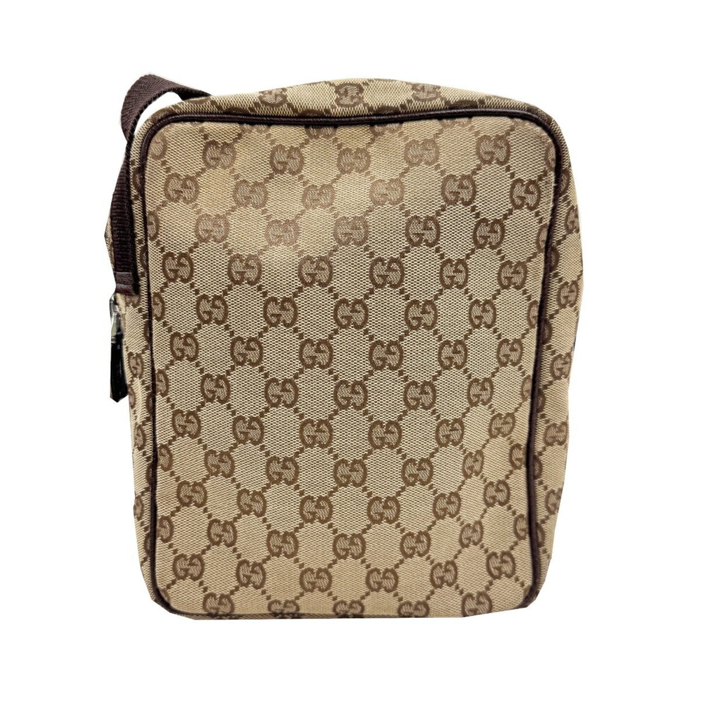 Gucci Brown Gg Canvas Leather Shoulder Bag