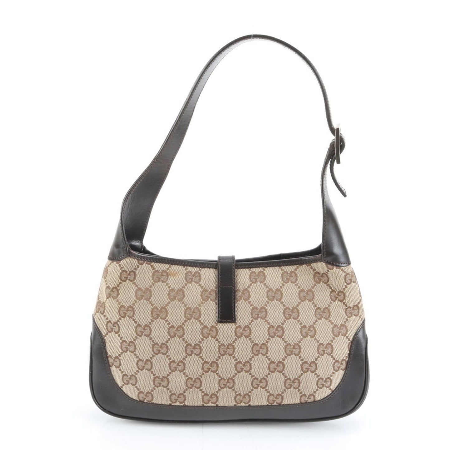 Gucci Brown Leather Canvas Shoulder Bag