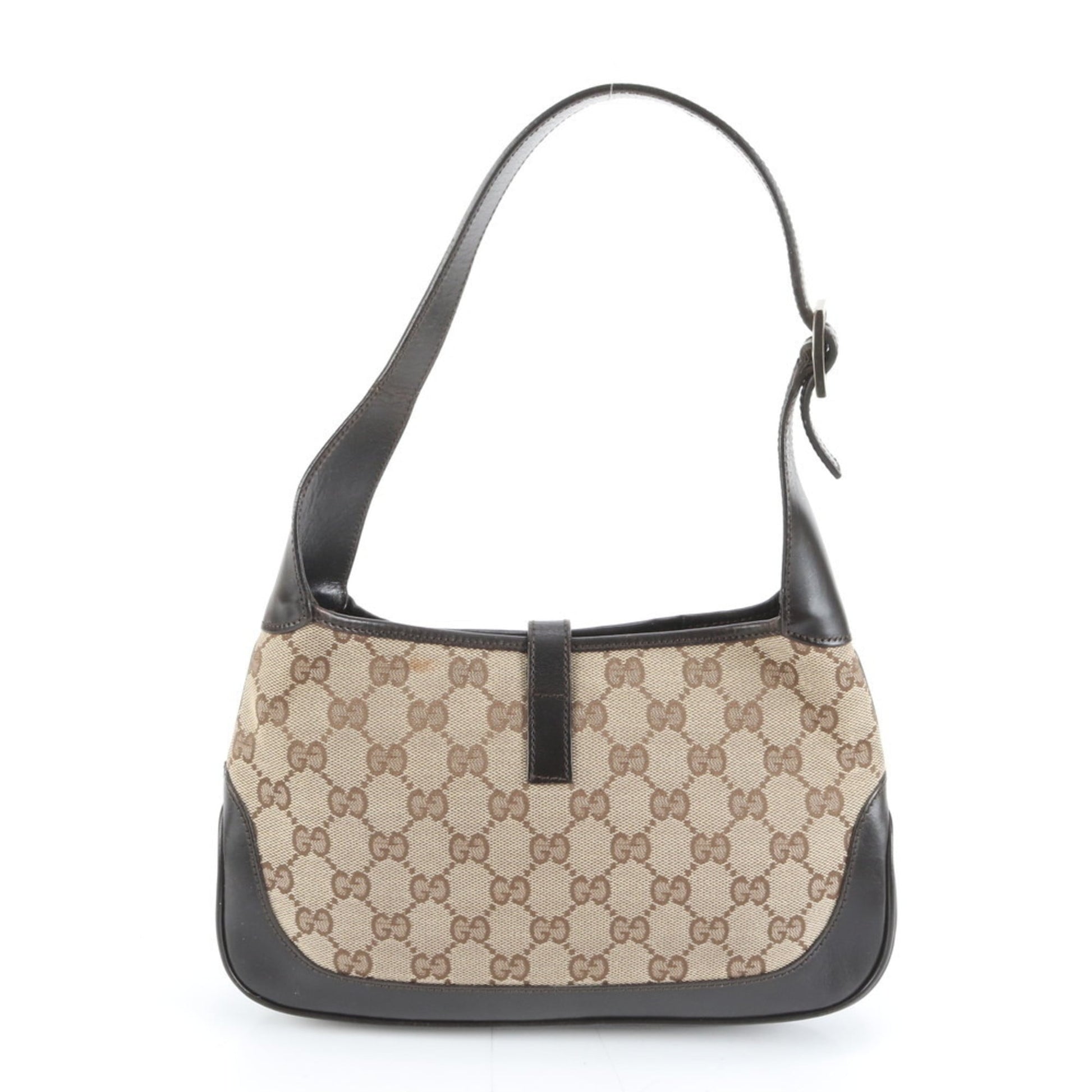 Gucci Brown Leather Canvas Shoulder Bag