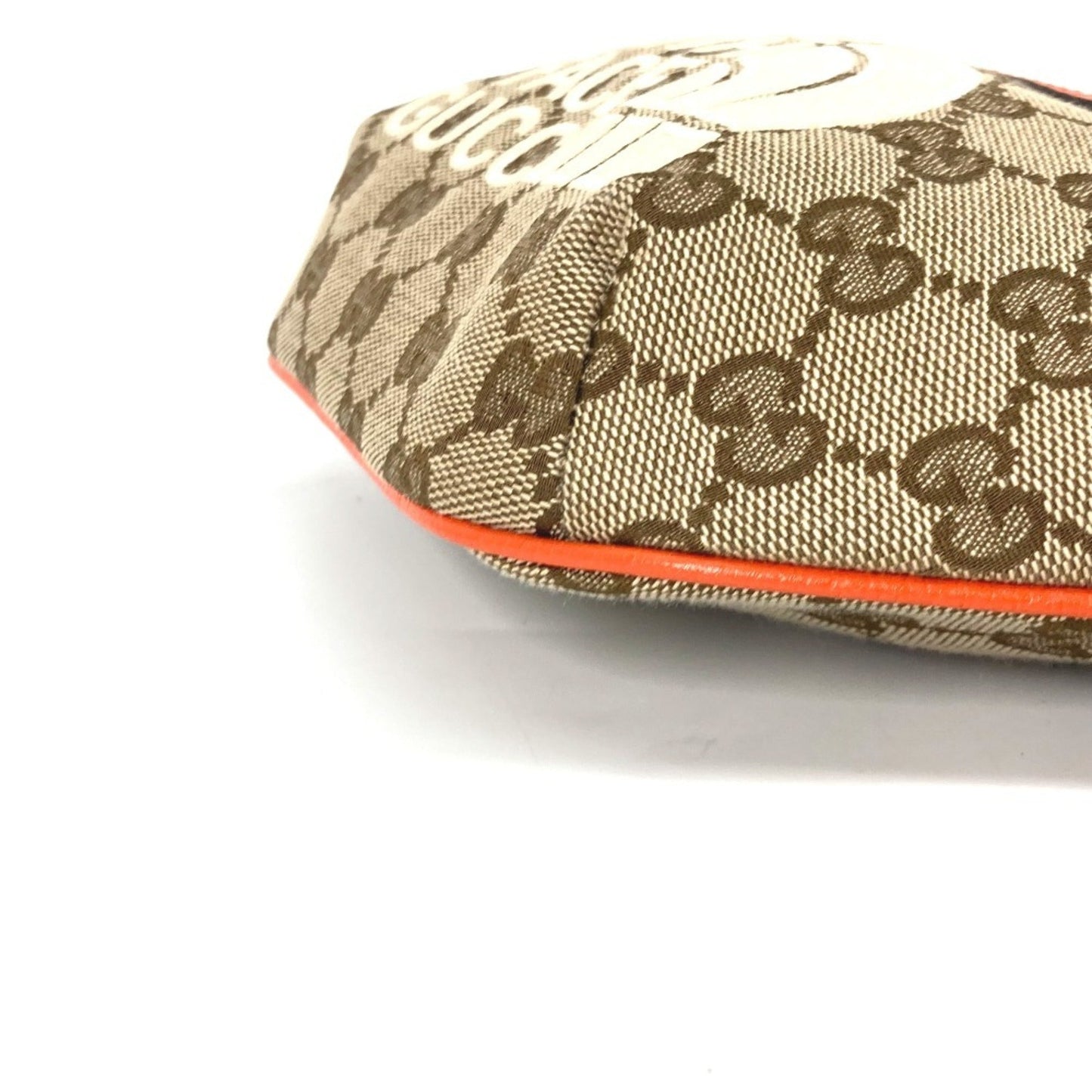 Gucci Beige Orange Leather Canvas Sling Bag