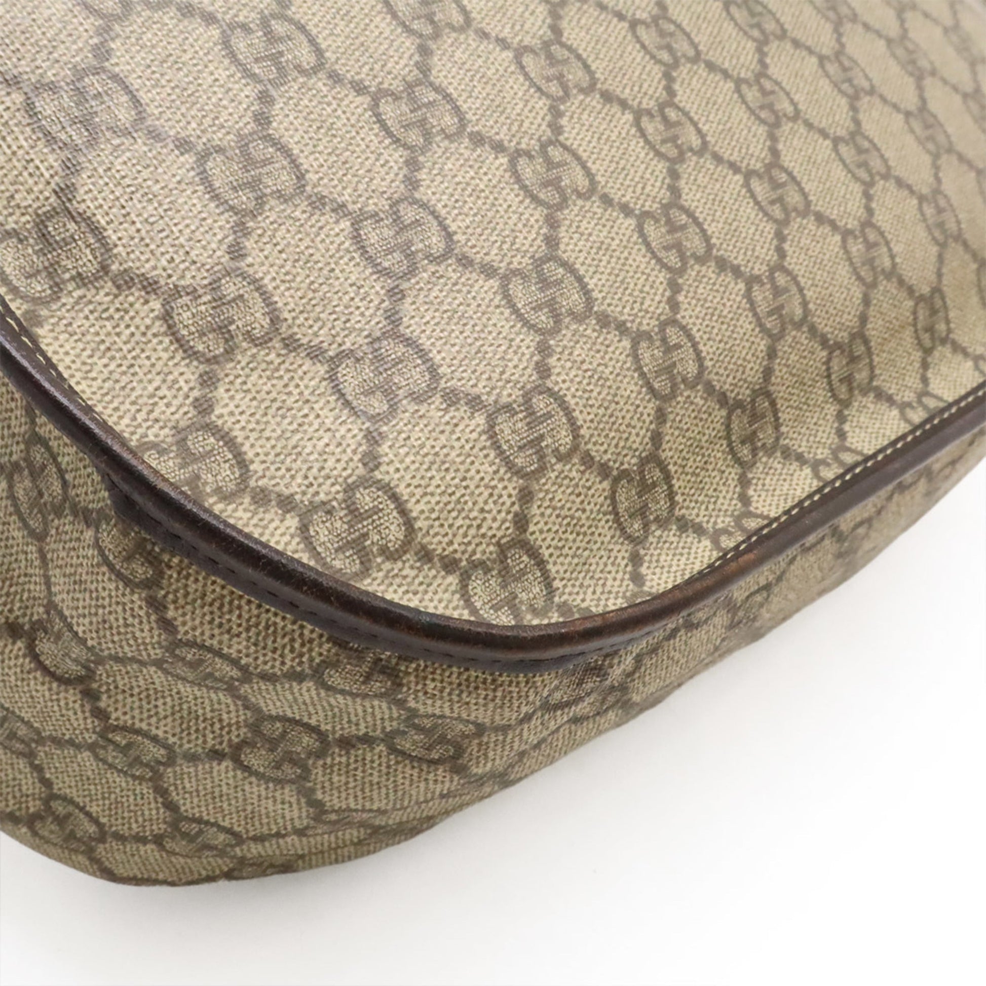 Gucci Beige Dark Brown Gg Supreme Leather Shoulder Bag