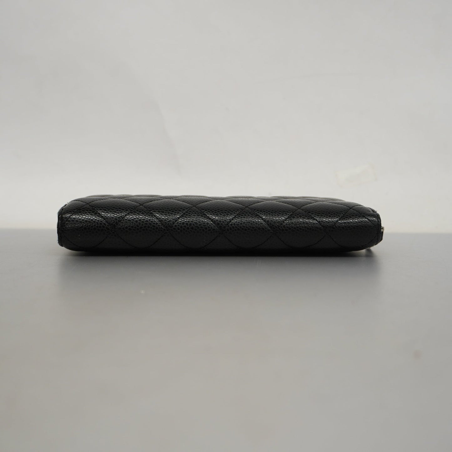 ChanelAuth  Matelasse Silver Metal Fittings Women's Caviar Leather Long Wallet