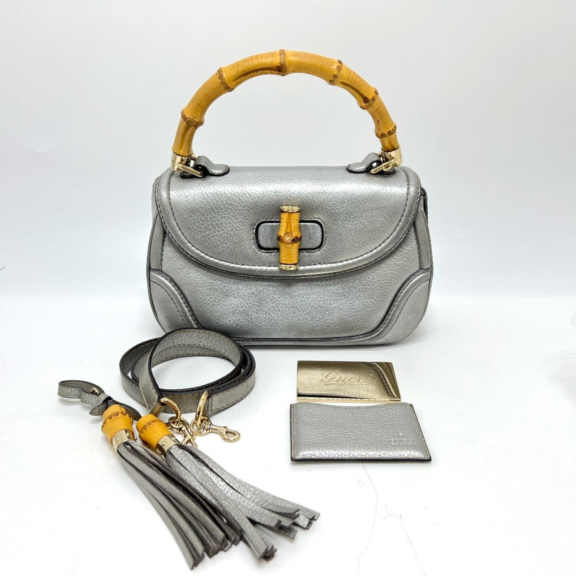 Gucci Silver Leather Handbag