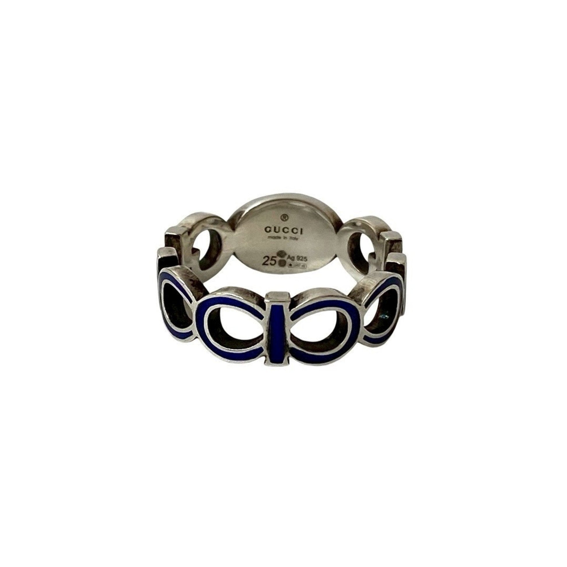 Gucci Silver Blue Silver 925 Band Ring