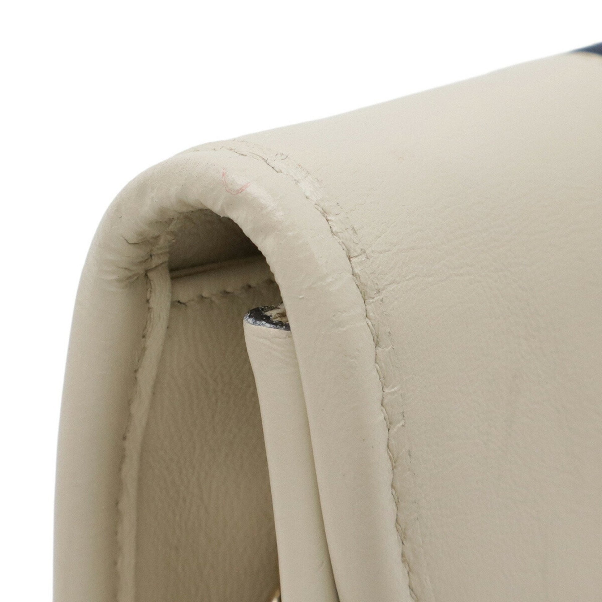 Gucci Ivory Navy Red Color Leather Clutch Bag Shoulder Bag