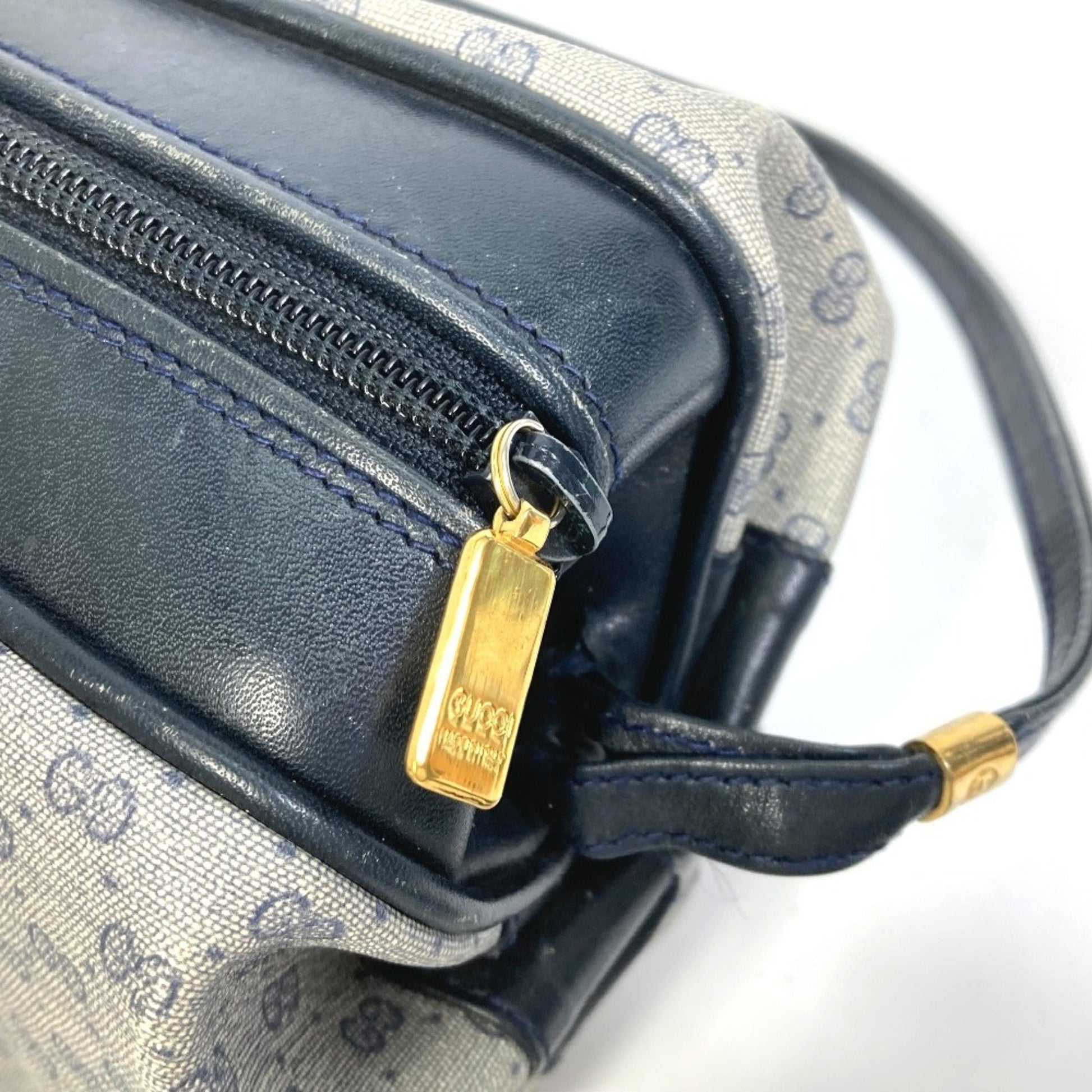 Gucci Navy Pvc Leather Pochette Shoulder Bag