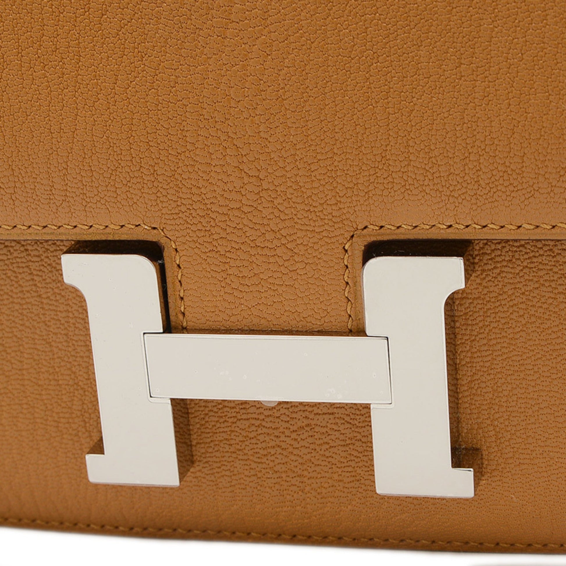 Hermes Chevre Shoulder Bag Leather Brown