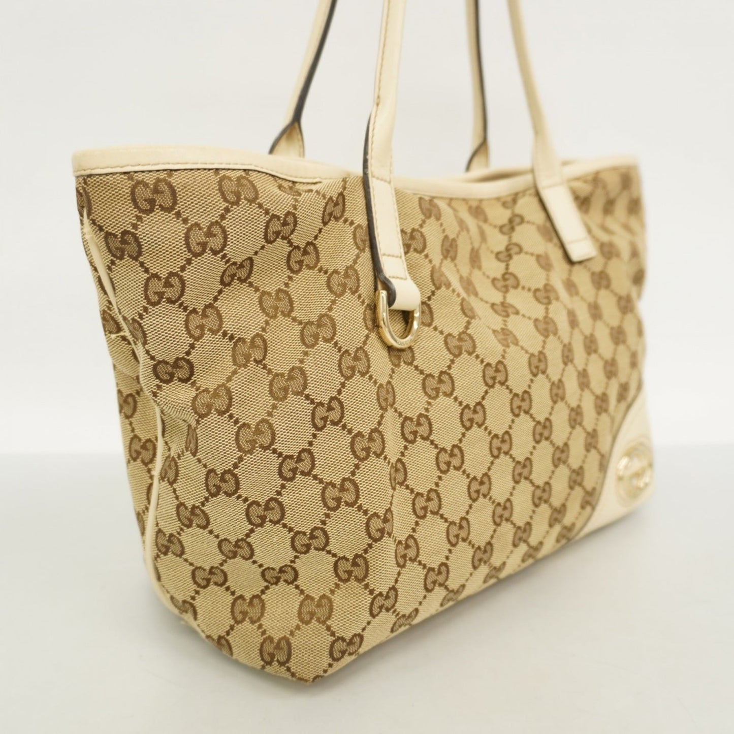 Gucci Beige Brown Canvas Tote Bag
