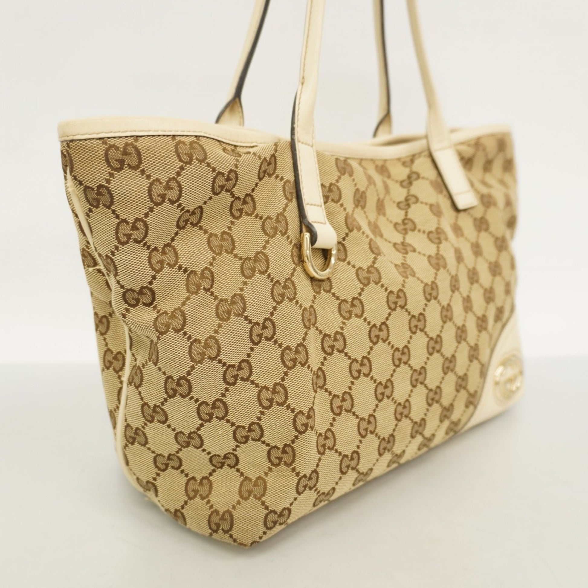 Gucci Beige Brown Canvas Tote Bag