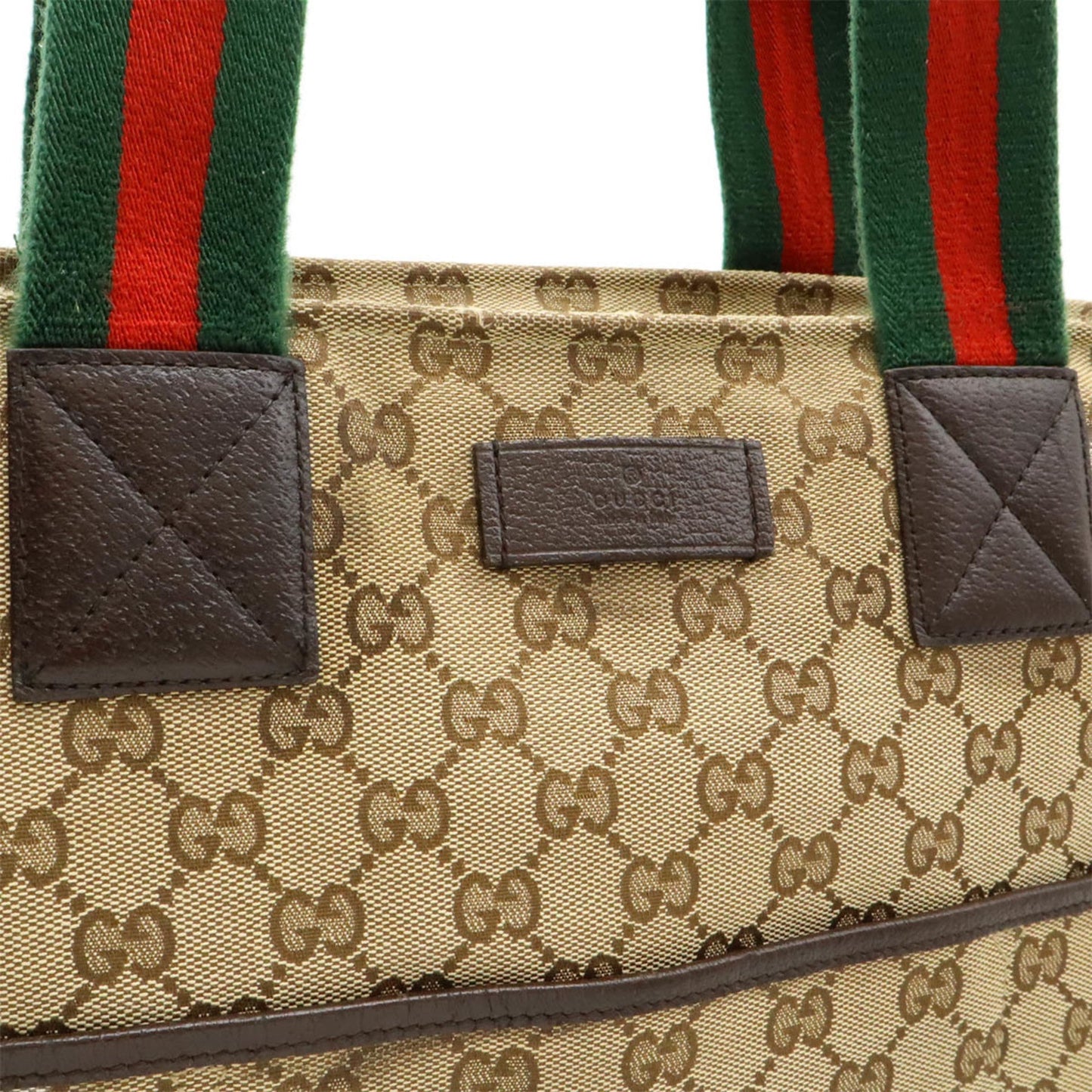 Gucci Beige Khaki Red Color Gg Canvas Leather Shoulder Bag Tote Bag