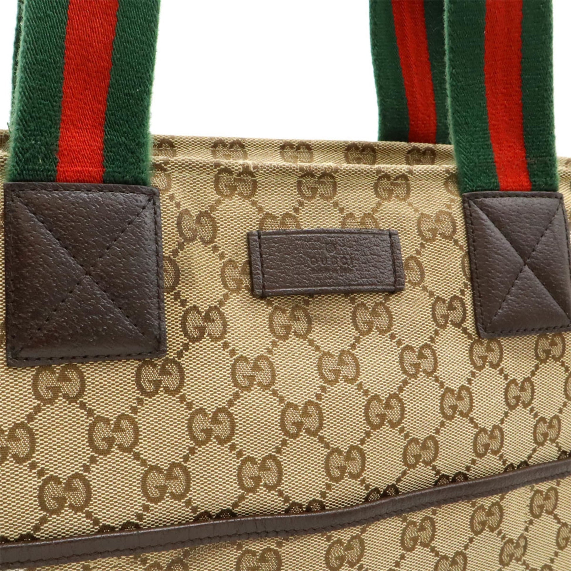 Gucci Beige Khaki Red Color Gg Canvas Leather Shoulder Bag Tote Bag