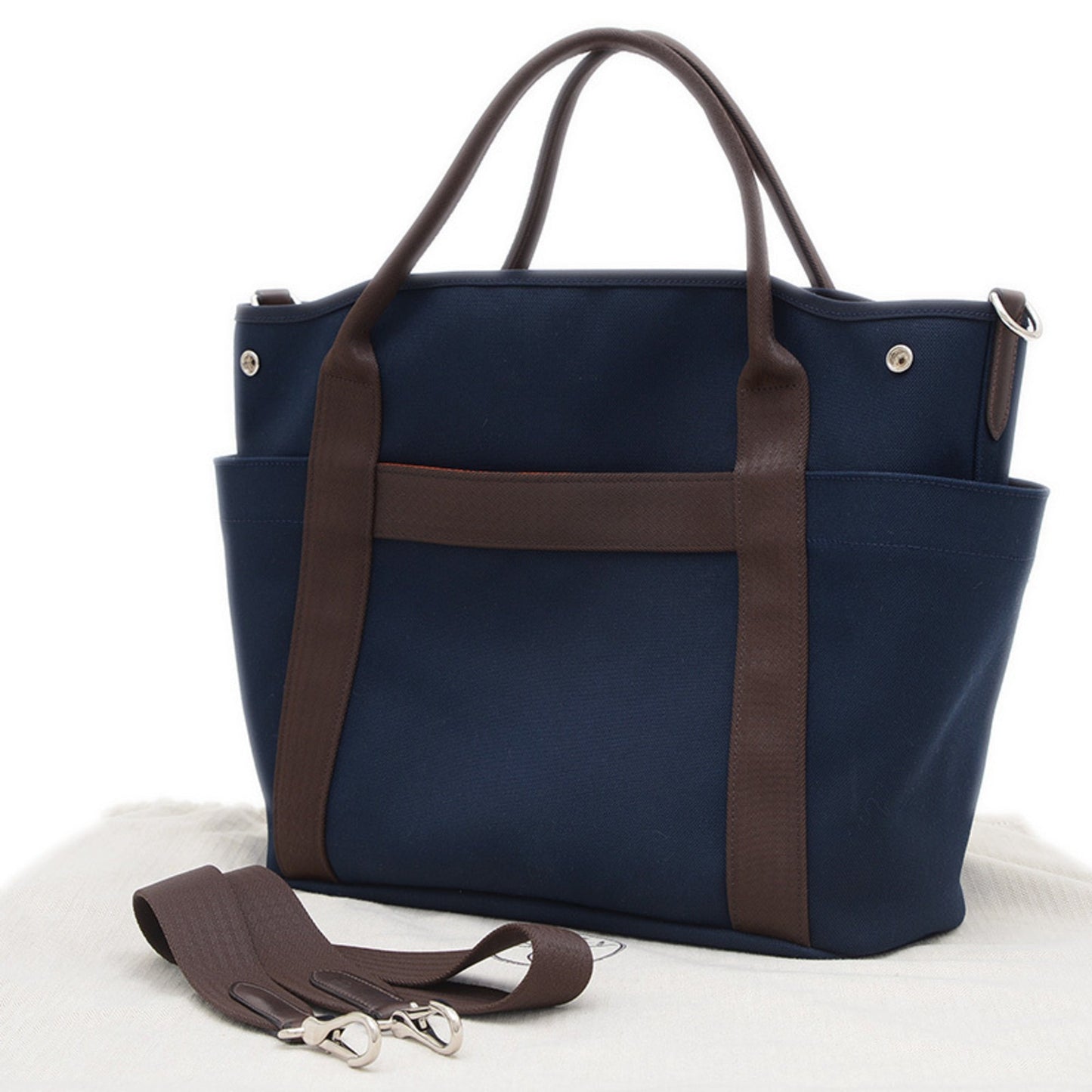 Hermes Polyamide Shoulder Bag Canvas Orange Navy