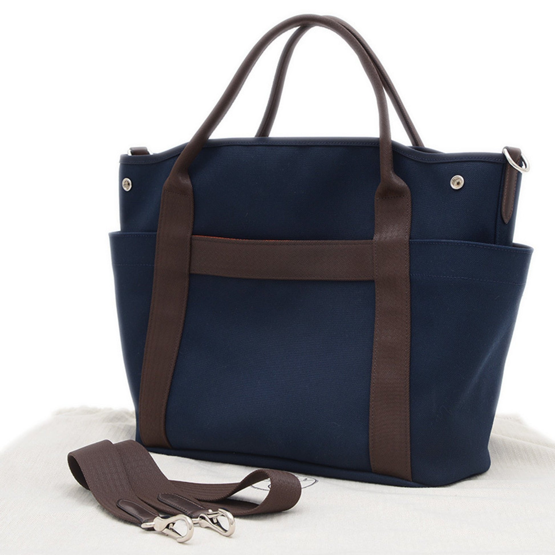 Hermes Polyamide Shoulder Bag Canvas Orange Navy