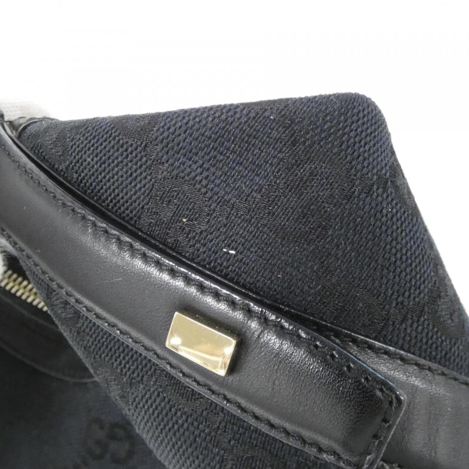 Gucci Black Gg Canvas Leather Shoulder Bag