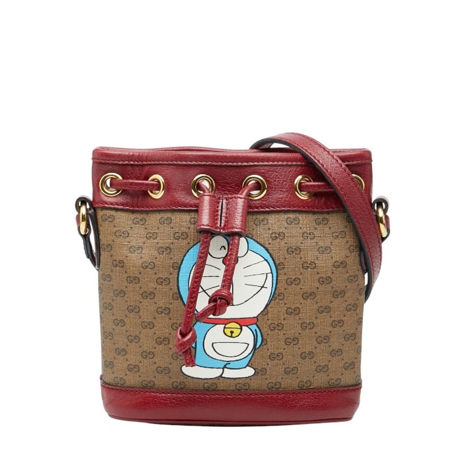 Gucci Beige Red Color Pvc Leather Shoulder Bag