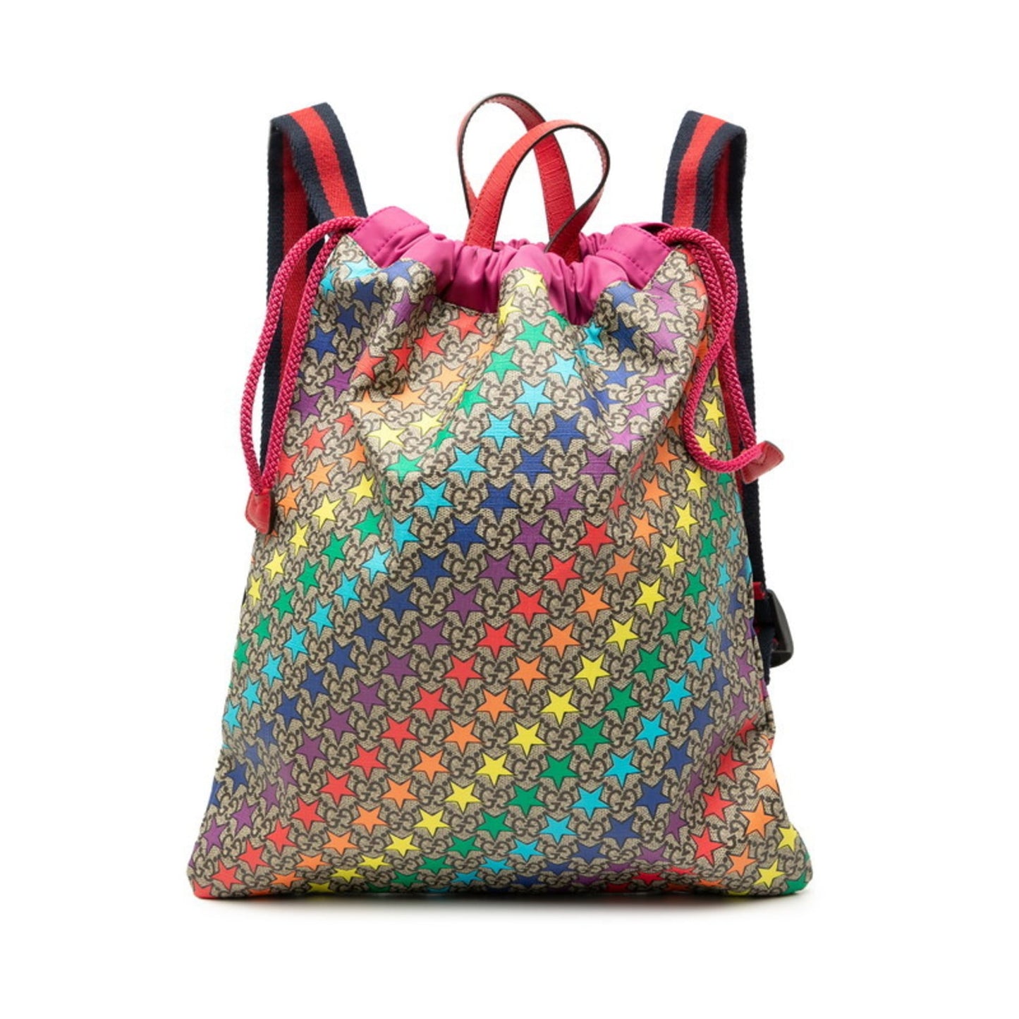Gucci Brown Multi-Color Pink Pvc Leather Nylon Backpack