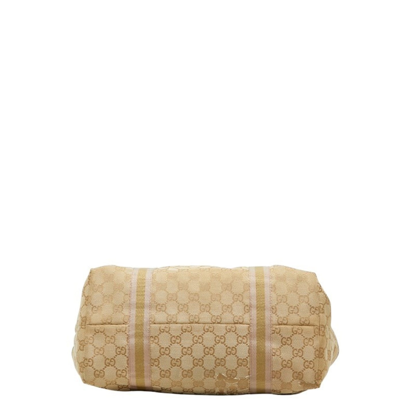 Gucci Brown Gold Canvas Leather Handbag Tote Bag
