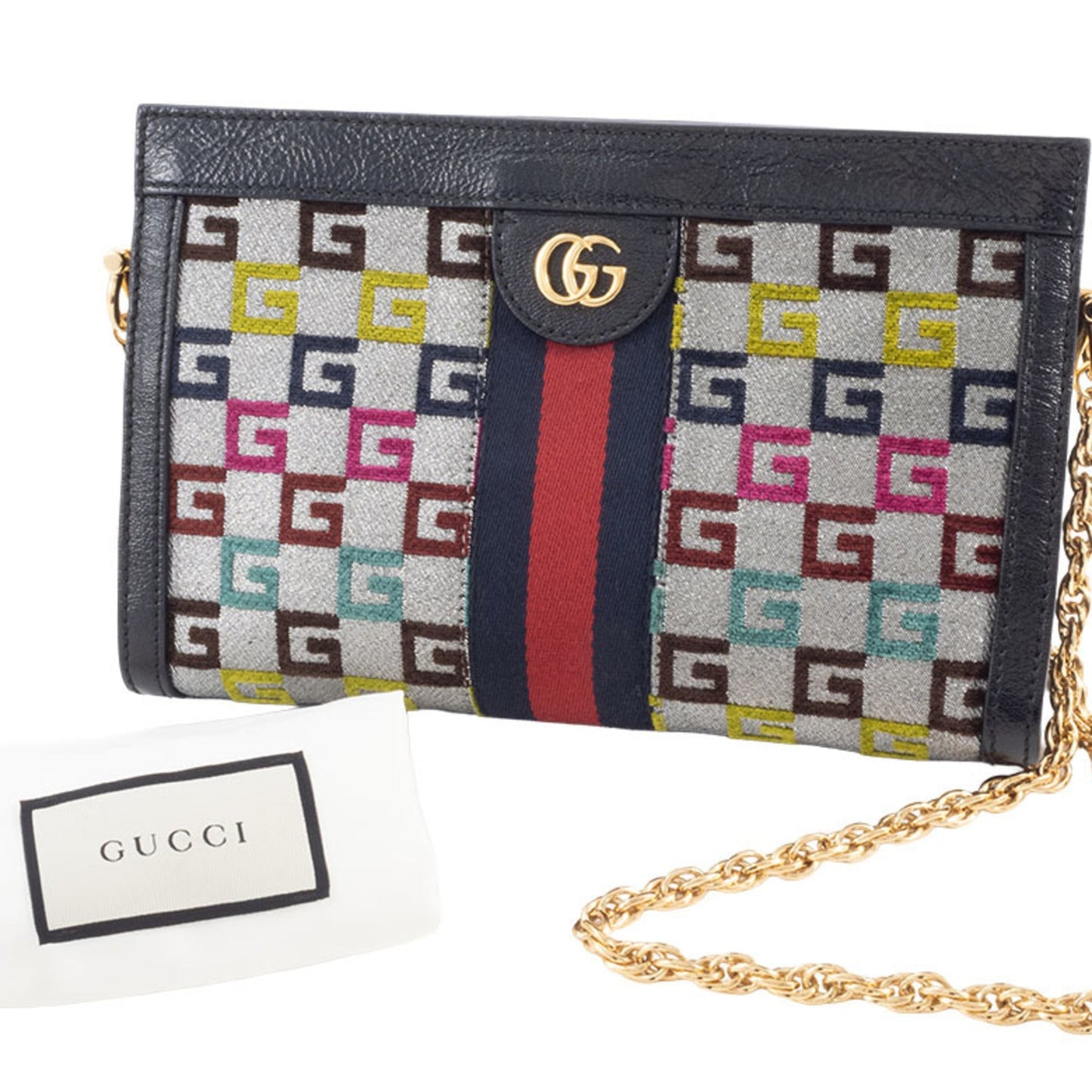 Gucci Multi-Color Canvas Leather Shoulder Bag