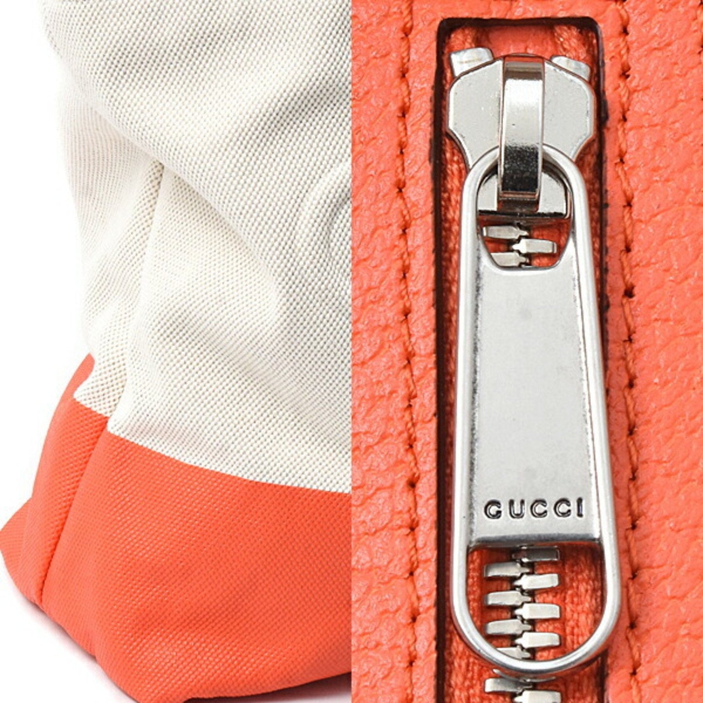 Gucci Orange White Canvas Handbag Tote Bag