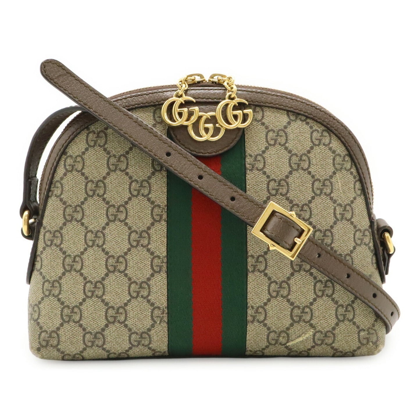 Gucci Beige Brown Green Red Color Gg Supreme Leather Pochette Shoulder Bag